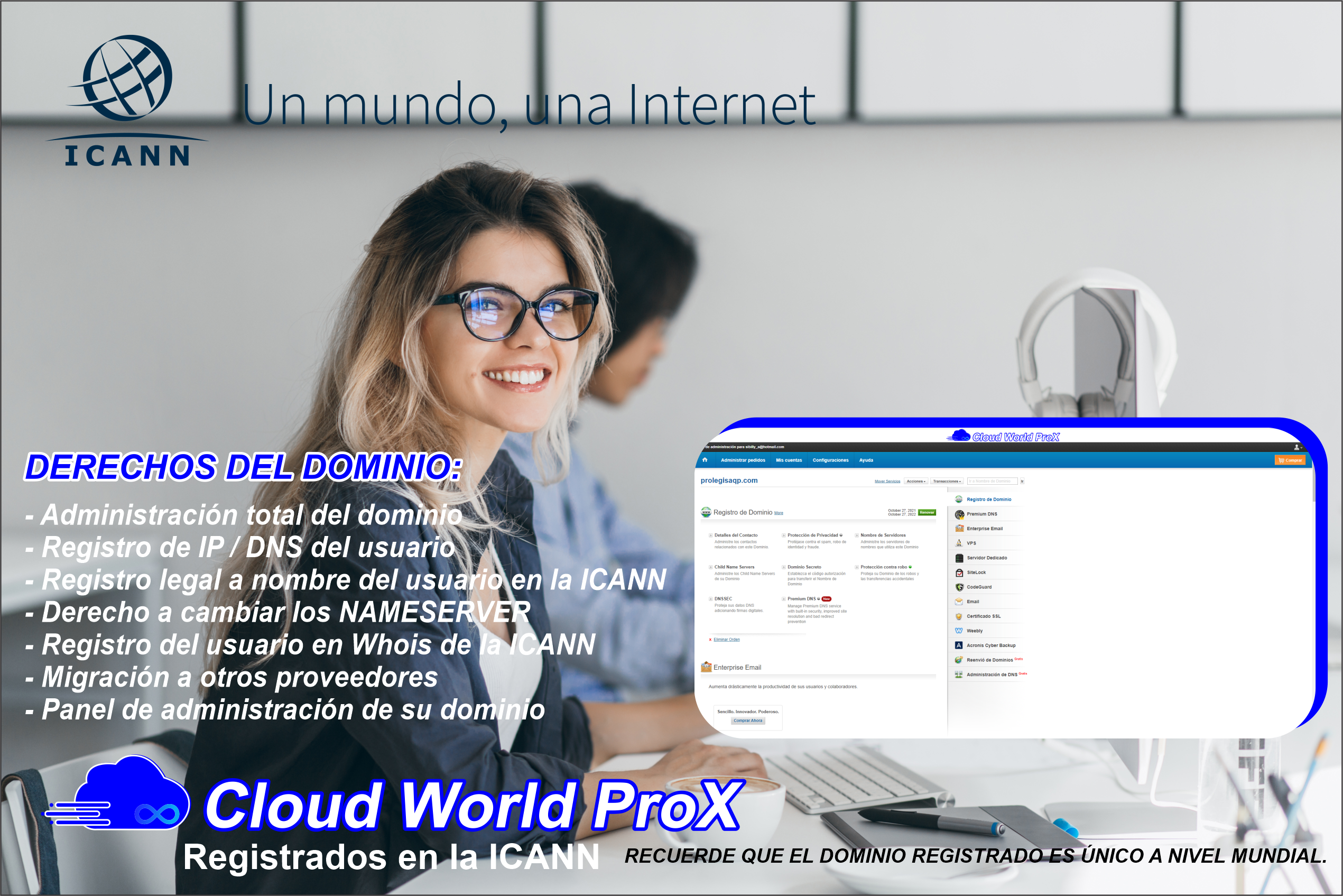 Panel de Domain Cloud World ProX
